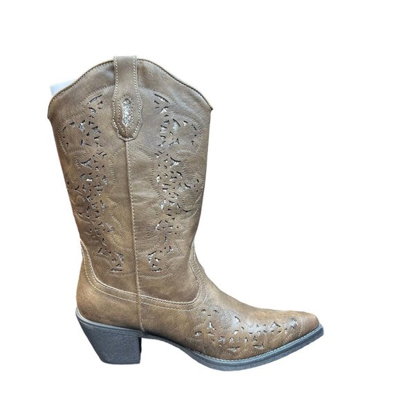 Roper Western Boots Womens Alisa Glitter Brown Size 9 New - Picture 3 of 8